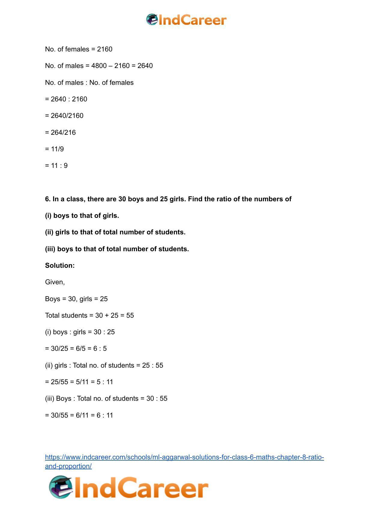 ML Aggarwal Solutions for Class 6 Maths Chapter 8- Ratio and Proportion - Page 6