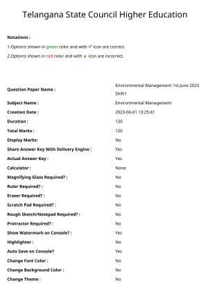 TS PGECET 2023: EM - ENVIRONMENTAL MANAGEMENT Question Papers