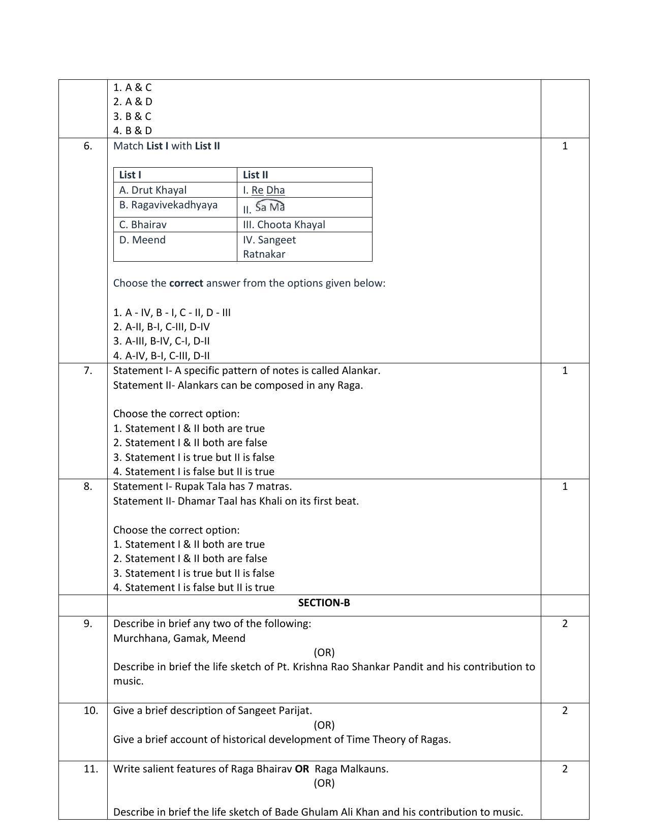 CBSE Class 12 Hindustani Music (Vocal) Sample Paper 2023 - Page 2
