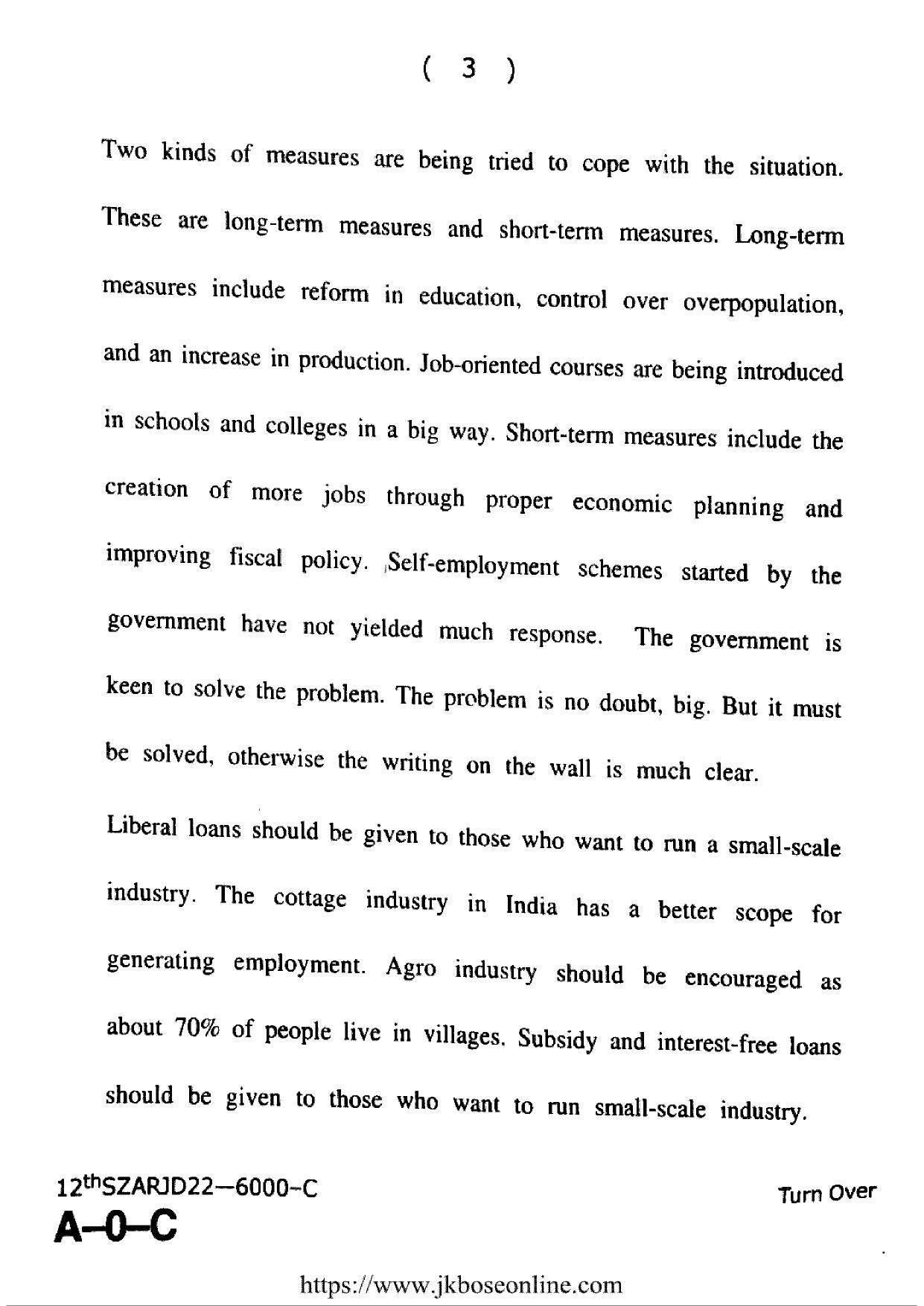 JKBOSE Class 12 English 6000-C Question Papers 2022 - Page 3