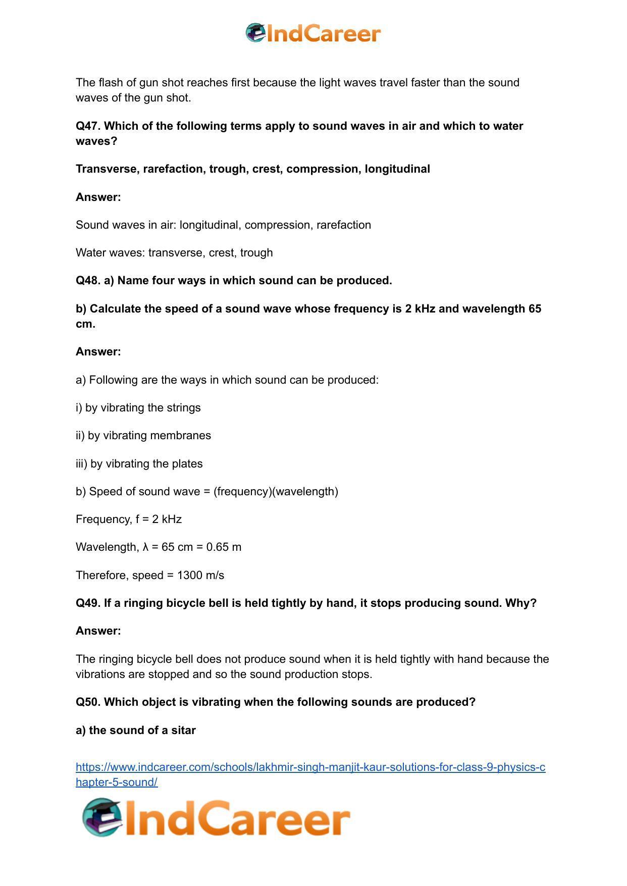 Lakhmir Singh Manjit Kaur Solutions for Class 9 Physics: Chapter 5- Sound - Page 11