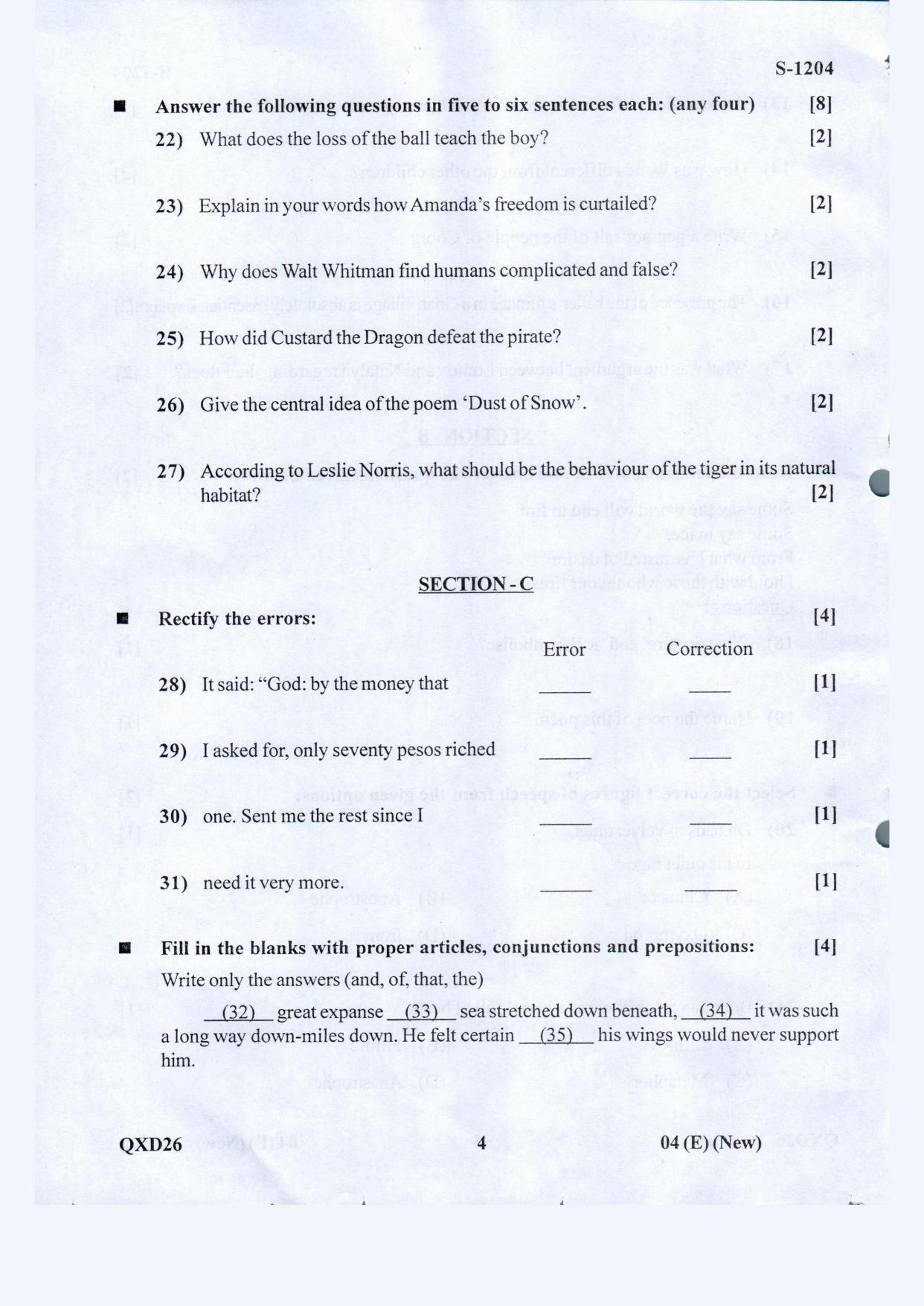 Gujarat Board Class 10th English F.L. May 2021 Question Paper - Page 4