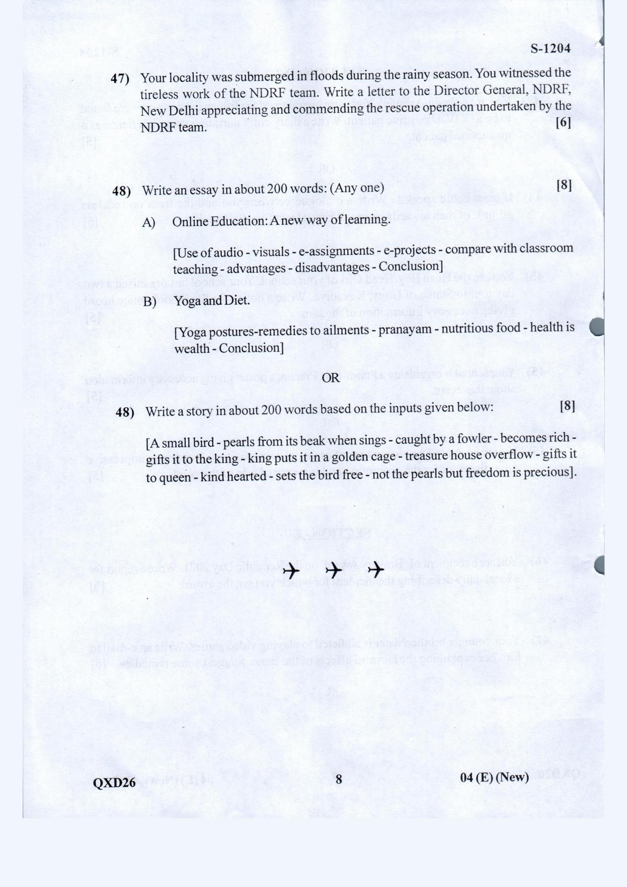 Gujarat Board Class 10th English F.L. May 2021 Question Paper - Page 8