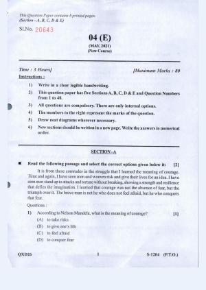 Gujarat Board Class 10th English F.L. May 2021 Question Paper