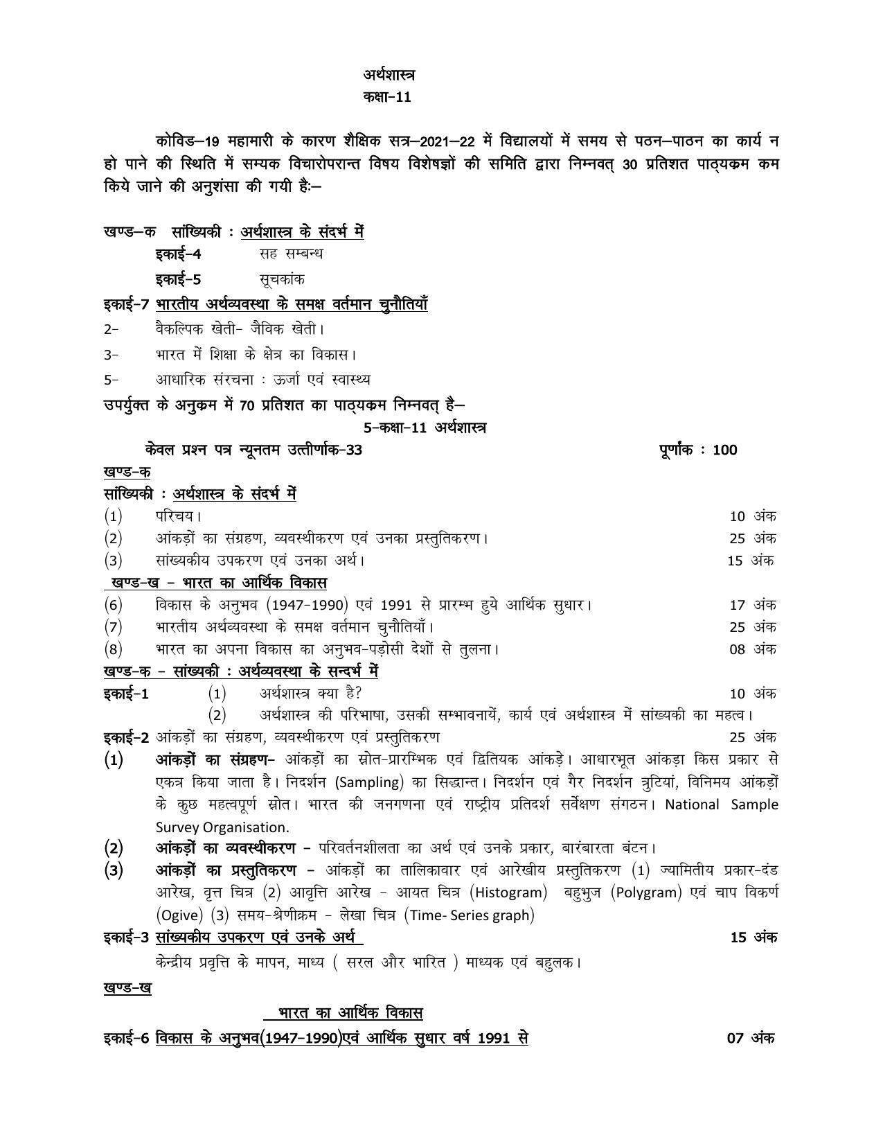 UP Board 11th Syllabus Economics - Page 1