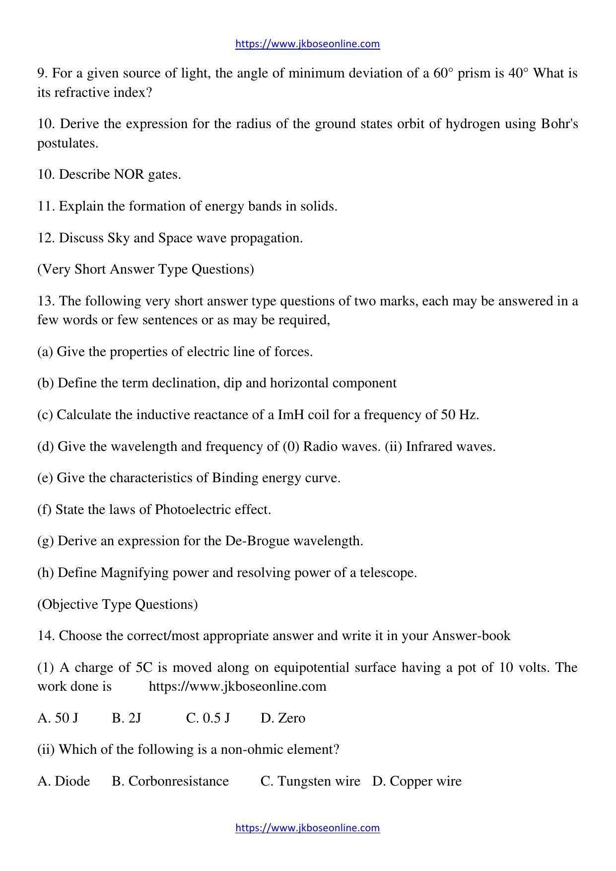 JKBOSE Class 12 Physics Question Papers 2014 (1701-X) - Page 2
