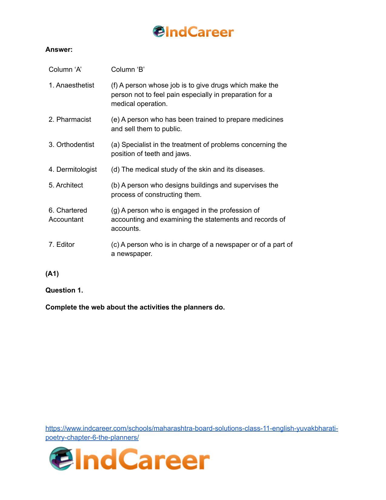 Maharashtra Board Solutions Class 11-English Yuvakbharati (Poetry): Chapter 6- The Planners - Page 4