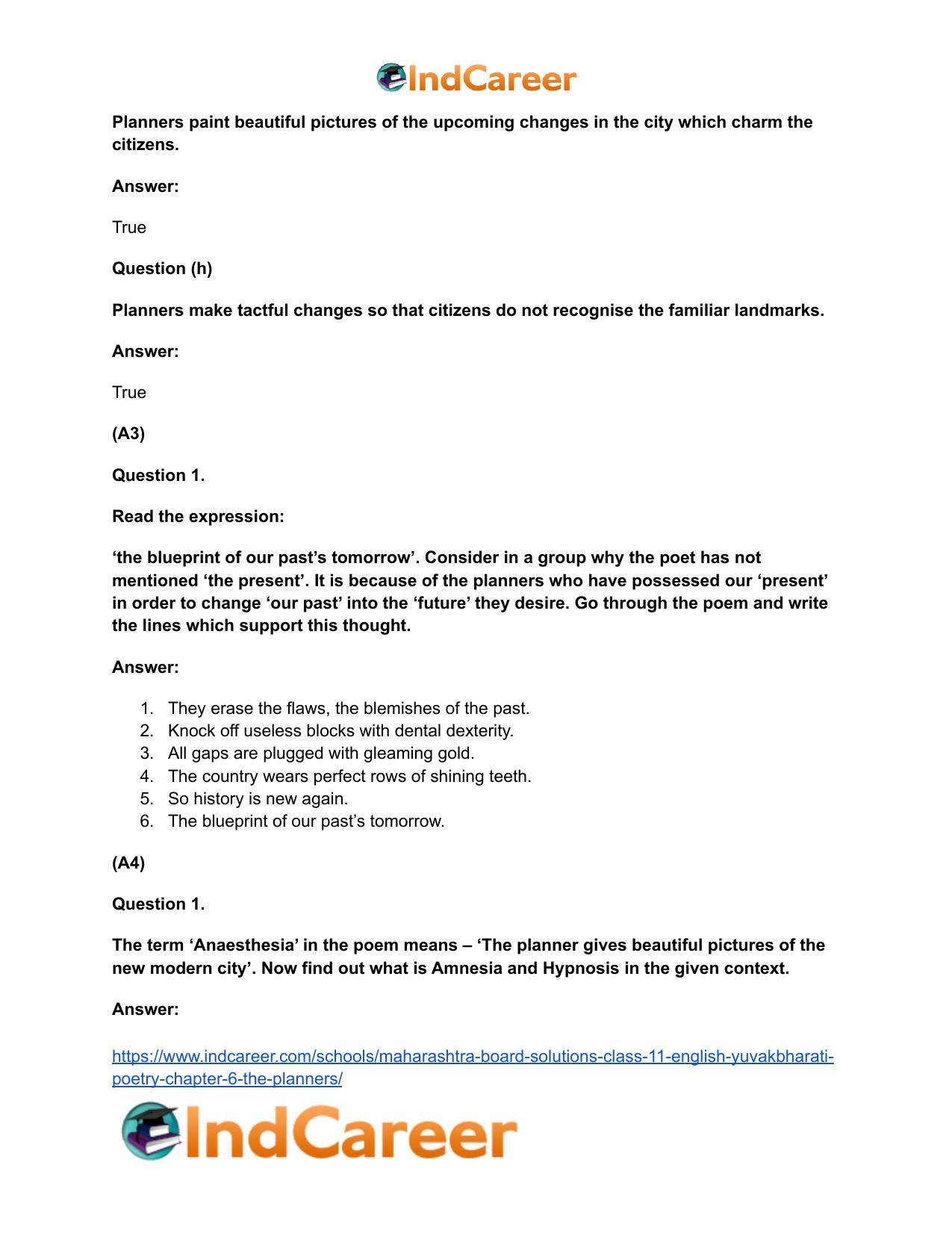 Maharashtra Board Solutions Class 11-English Yuvakbharati (Poetry): Chapter 6- The Planners - Page 7