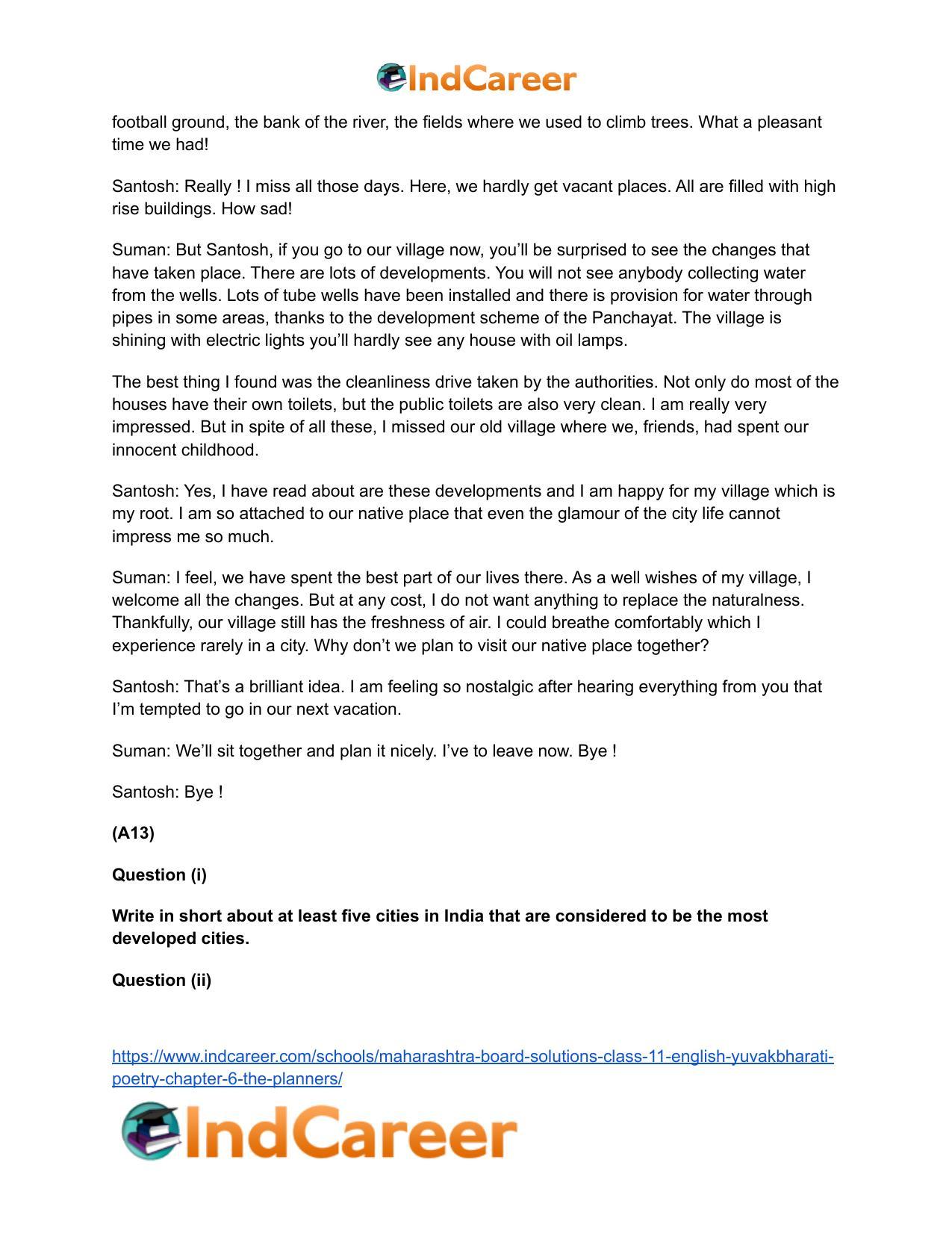 Maharashtra Board Solutions Class 11-English Yuvakbharati (Poetry): Chapter 6- The Planners - Page 14