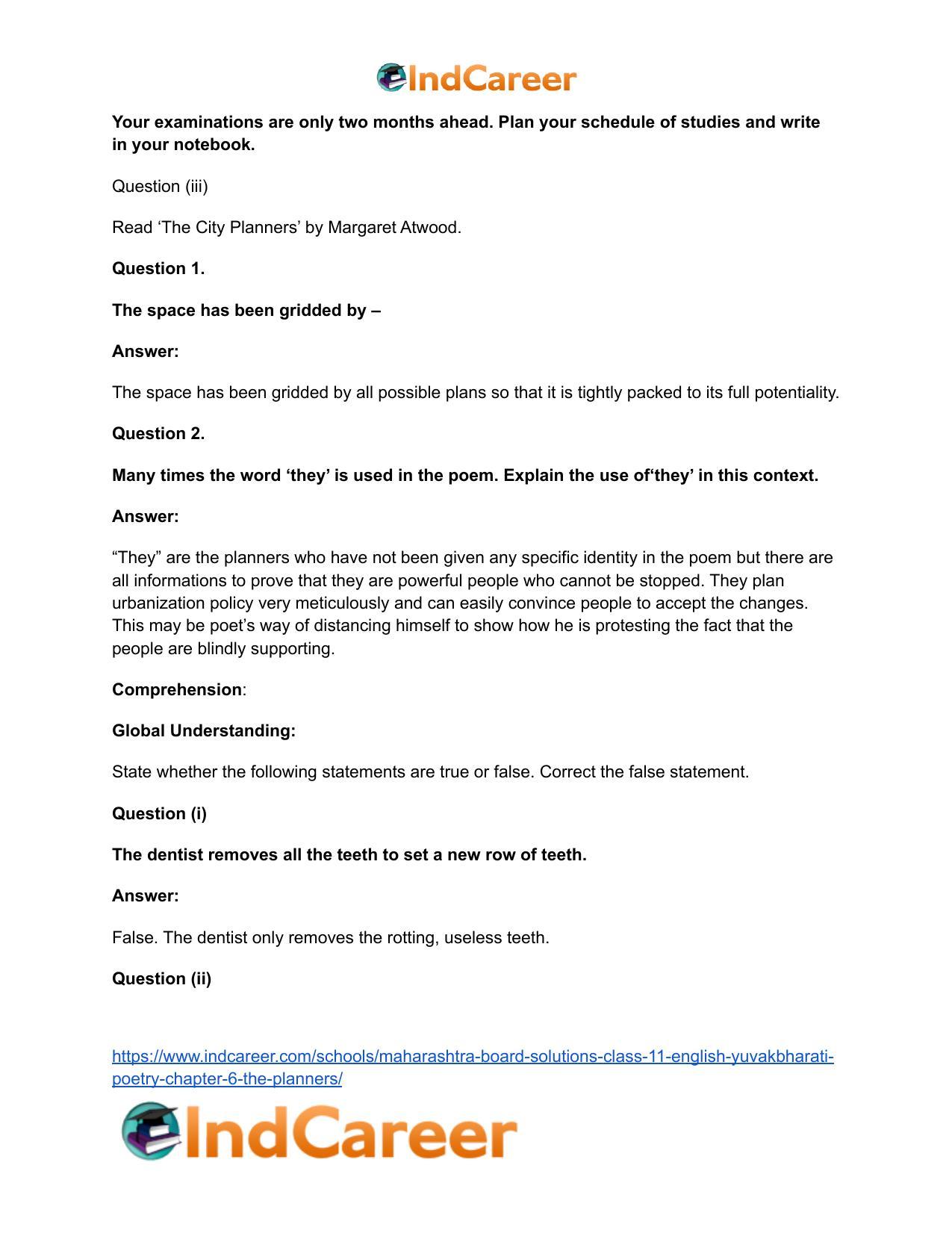 Maharashtra Board Solutions Class 11-English Yuvakbharati (Poetry): Chapter 6- The Planners - Page 15