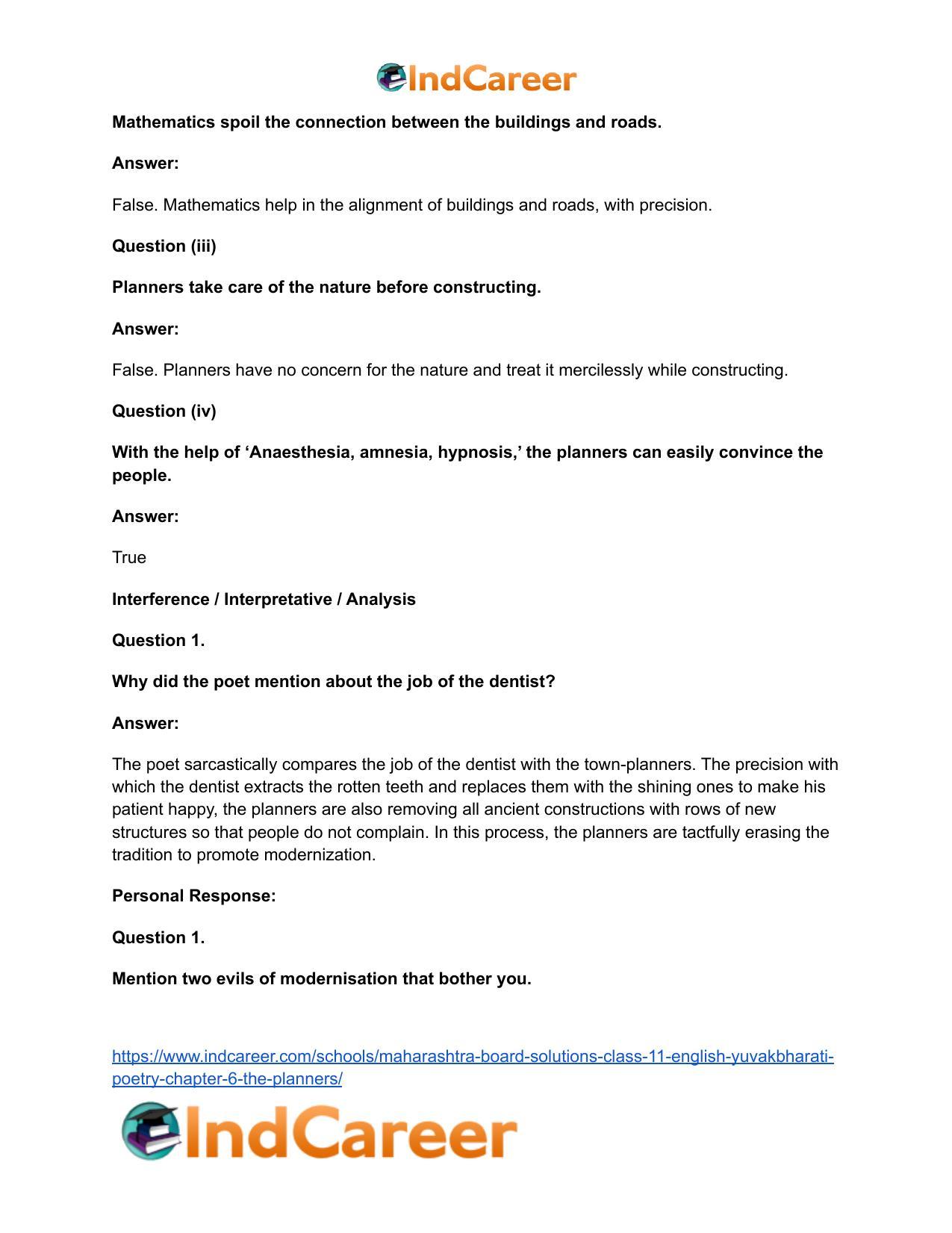 Maharashtra Board Solutions Class 11-English Yuvakbharati (Poetry): Chapter 6- The Planners - Page 16
