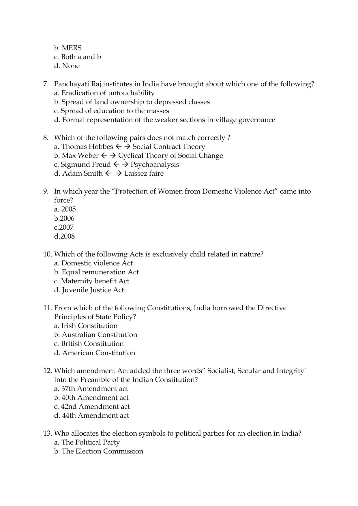 Odisha CPET 2021 SOCIAL WORK Question Paper - Page 2
