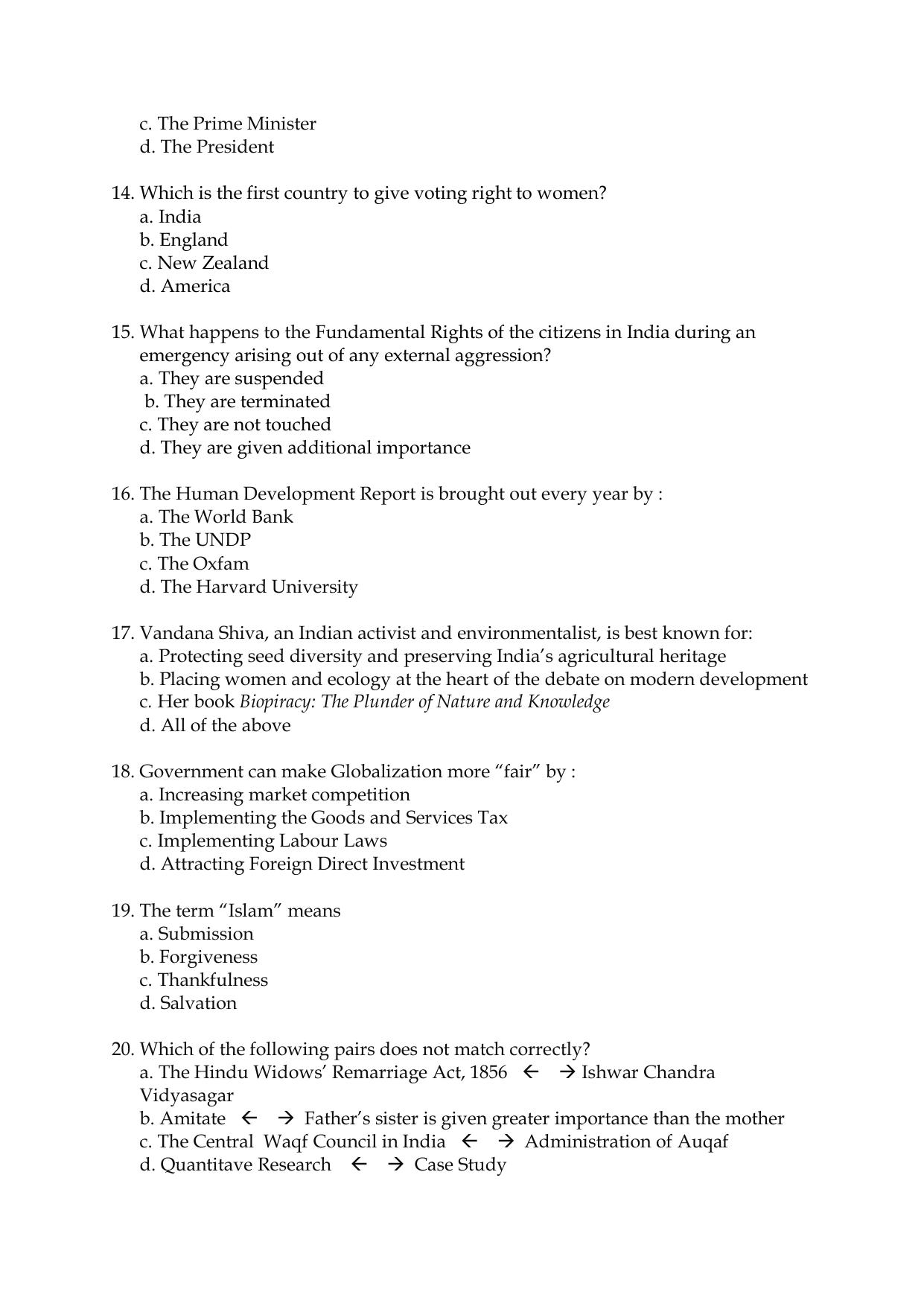 Odisha CPET 2021 SOCIAL WORK Question Paper - Page 3