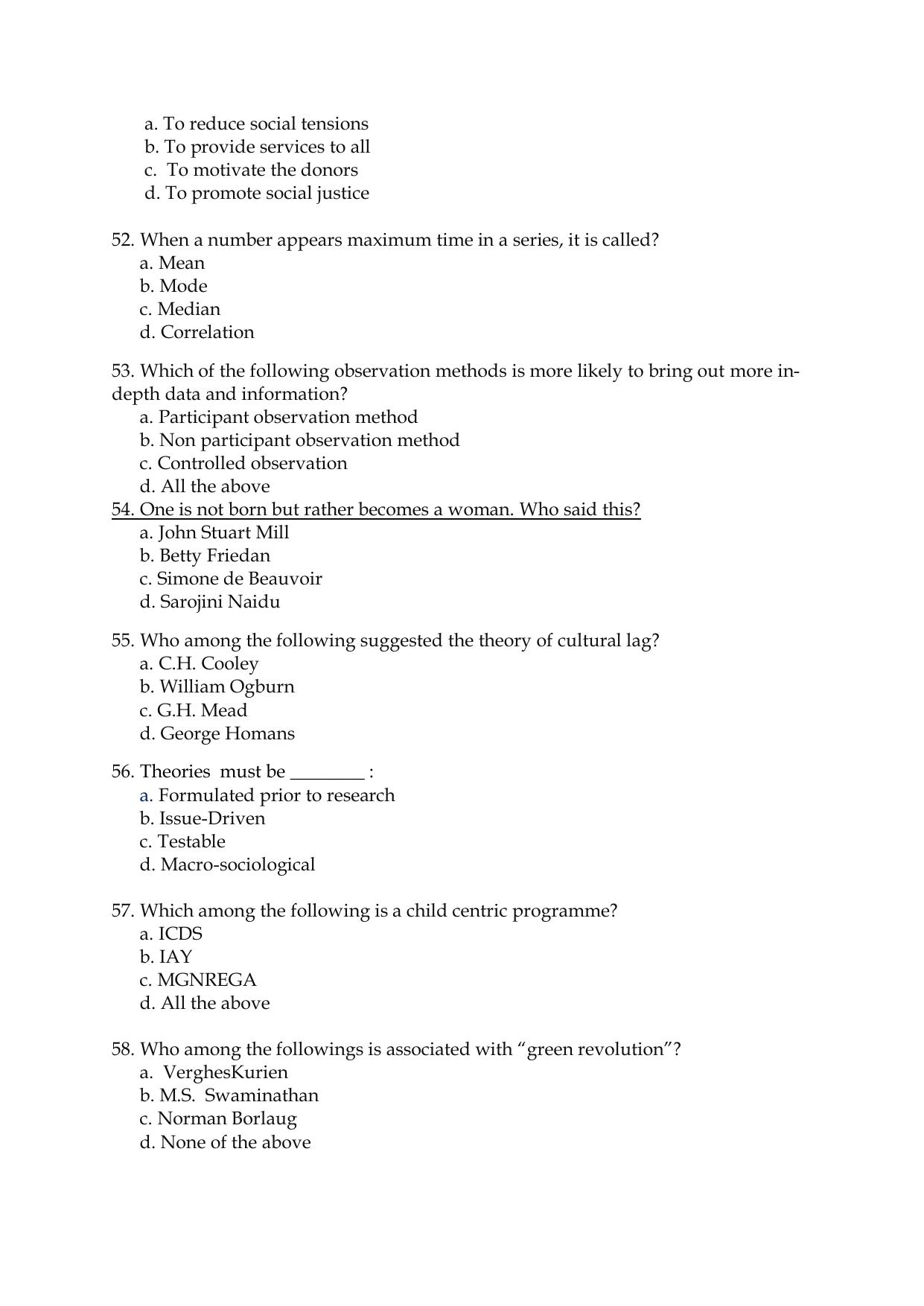 Odisha CPET 2021 SOCIAL WORK Question Paper - Page 8
