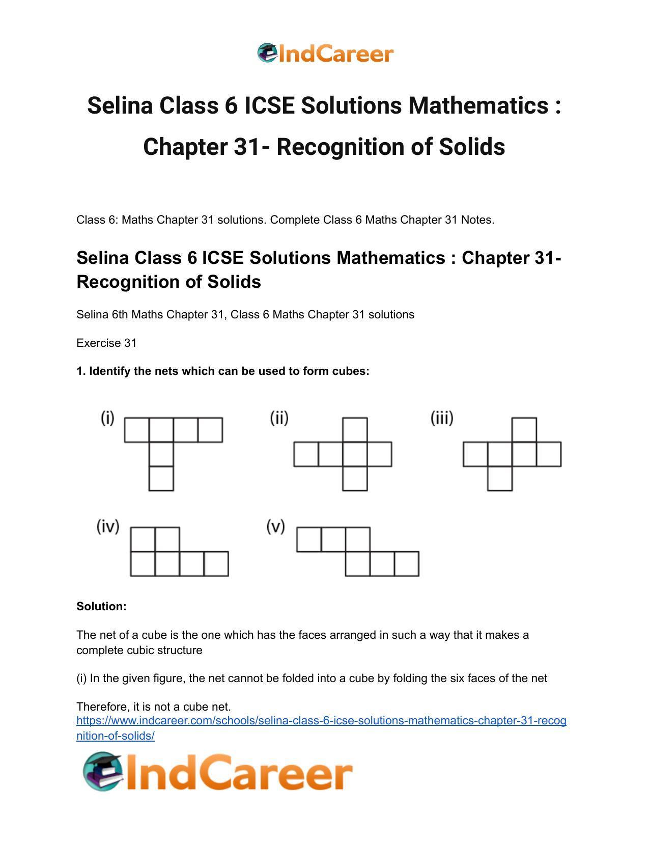 Selina Class 6 ICSE Solutions Mathematics : Chapter 31- Recognition of Solids - Page 2