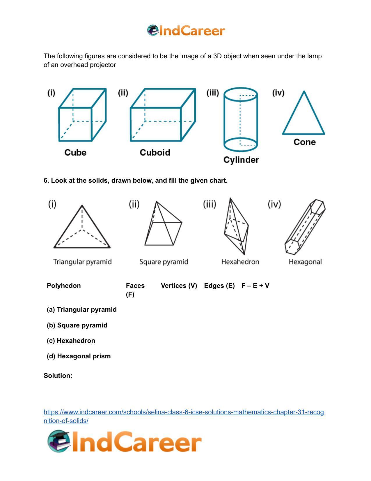 Selina Class 6 ICSE Solutions Mathematics : Chapter 31- Recognition of Solids - Page 8