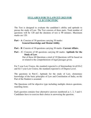 TS LAWCET 2023 Syllabus for LLB 3-year / 5 Year