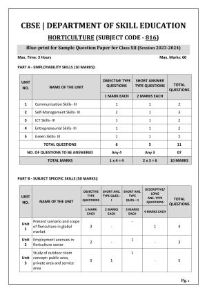 CBSE Class 12 (Skill Education) Horticulture 2024 Sample Paper