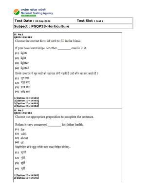 CUET (PG) 2022: PGQP-33 Horticulture (05-09-2022) Question Paper