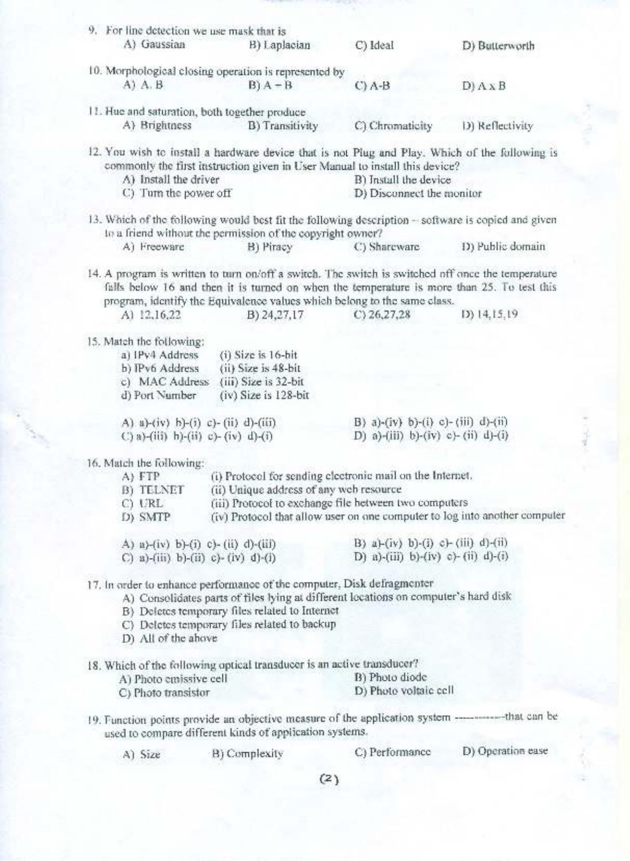 PU MPET Information Technology 2015 Question Paper - Page 3