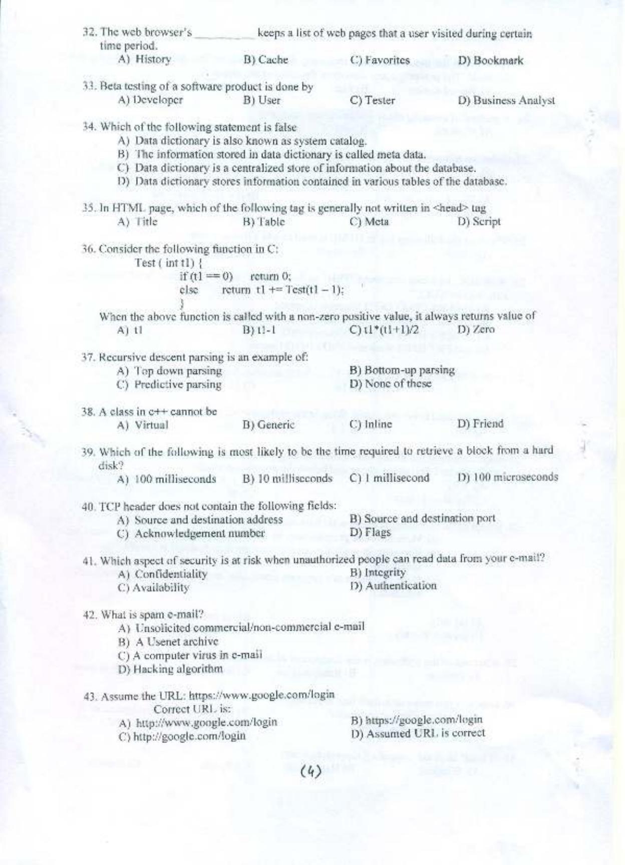 PU MPET Information Technology 2015 Question Paper - Page 5