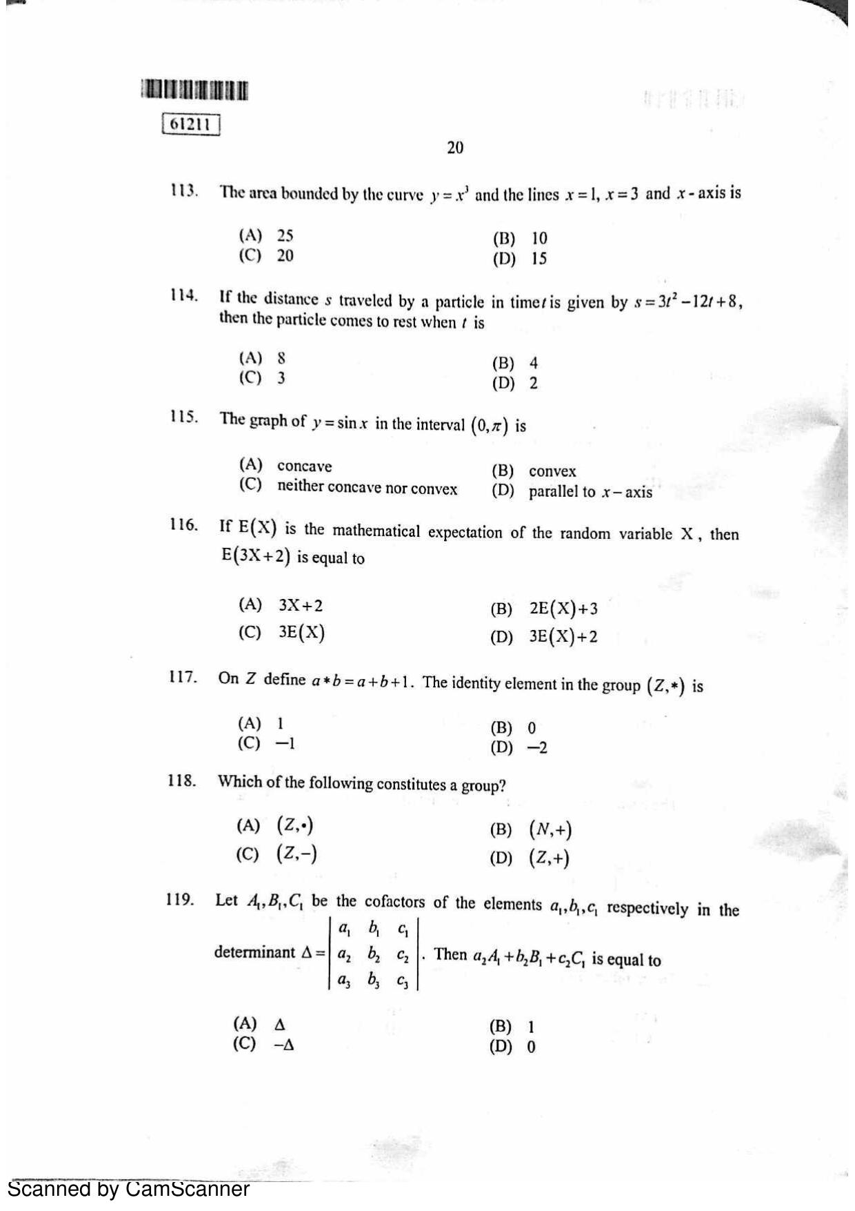 CUSAT CAT 2011 PG Mathematics Question Paper - Page 21