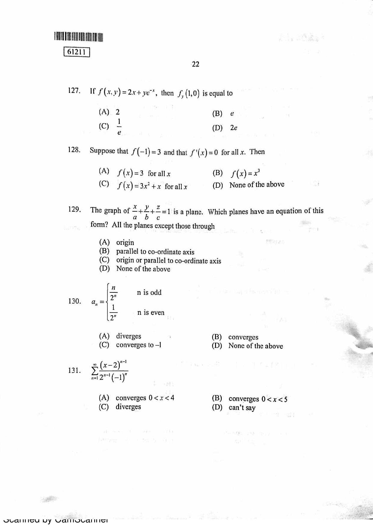 CUSAT CAT 2011 PG Mathematics Question Paper - Page 23