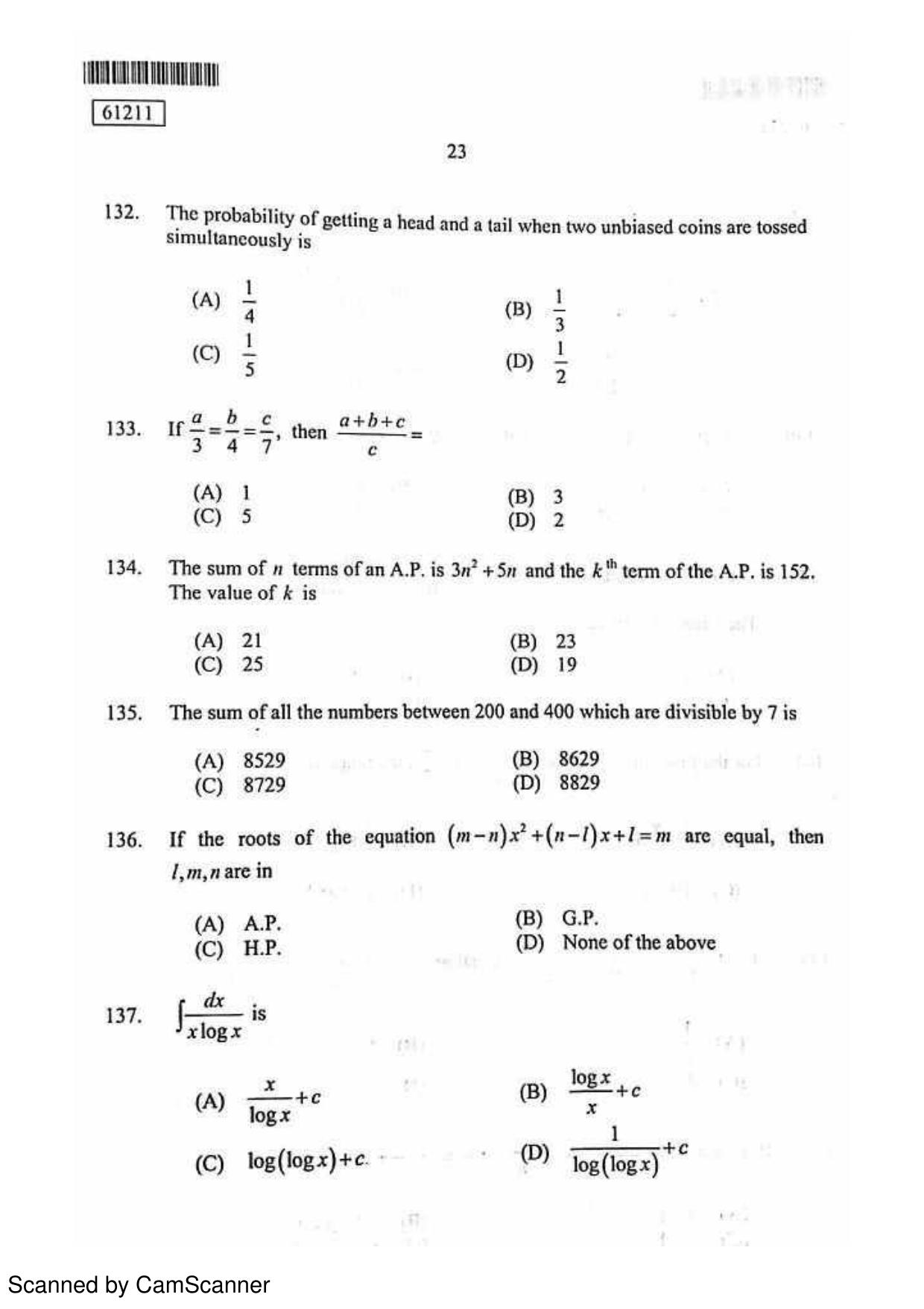 CUSAT CAT 2011 PG Mathematics Question Paper - Page 24