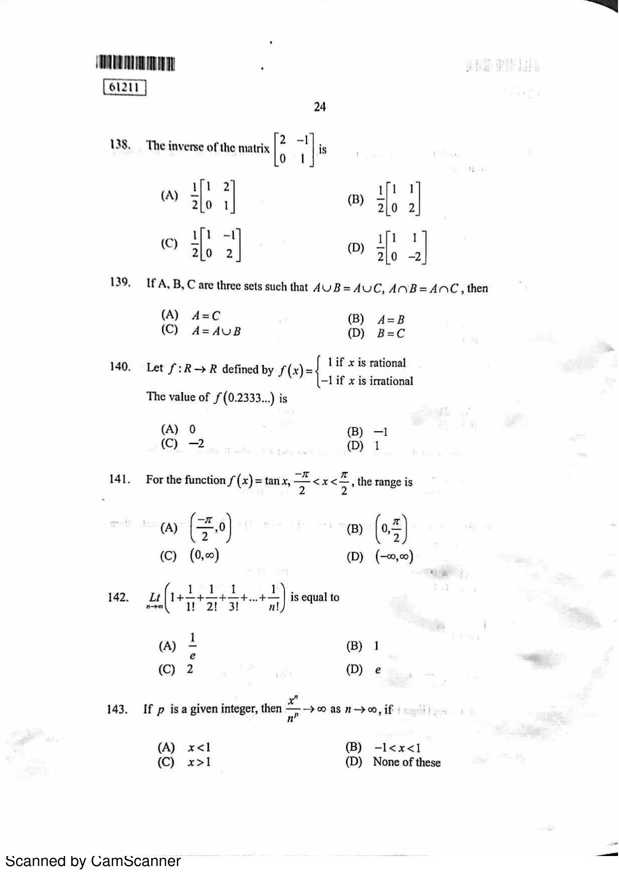CUSAT CAT 2011 PG Mathematics Question Paper - Page 25