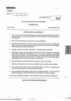 CUSAT CAT 2011 PG Mathematics Question Paper