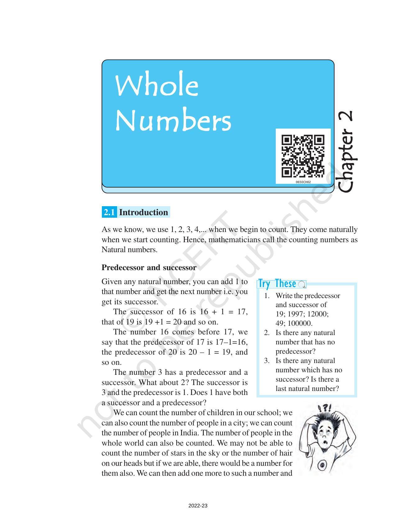 NCERT Book for Class 6 Maths: Chapter 2-Whole Numbers - Page 1