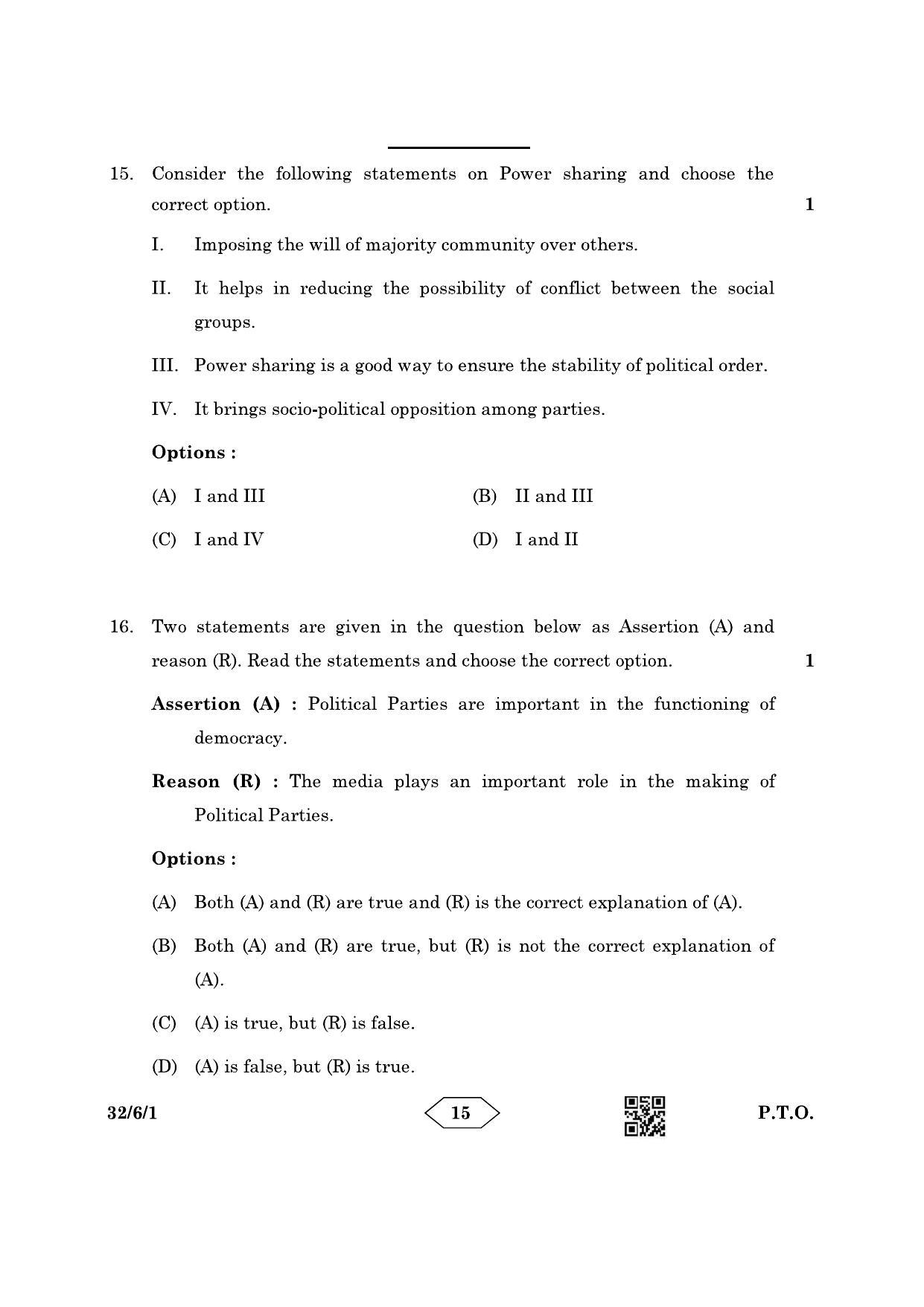CBSE Class 10 32-6-1 Social Science 2023 Question Paper - Page 15