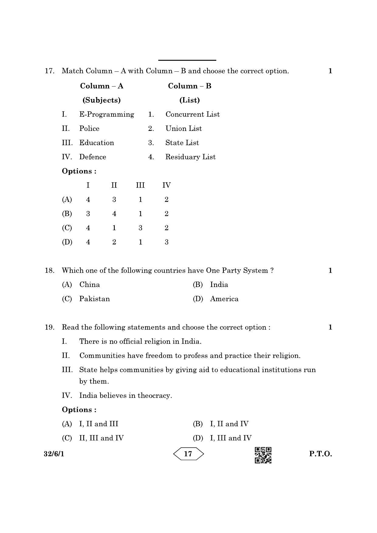 CBSE Class 10 32-6-1 Social Science 2023 Question Paper - Page 17