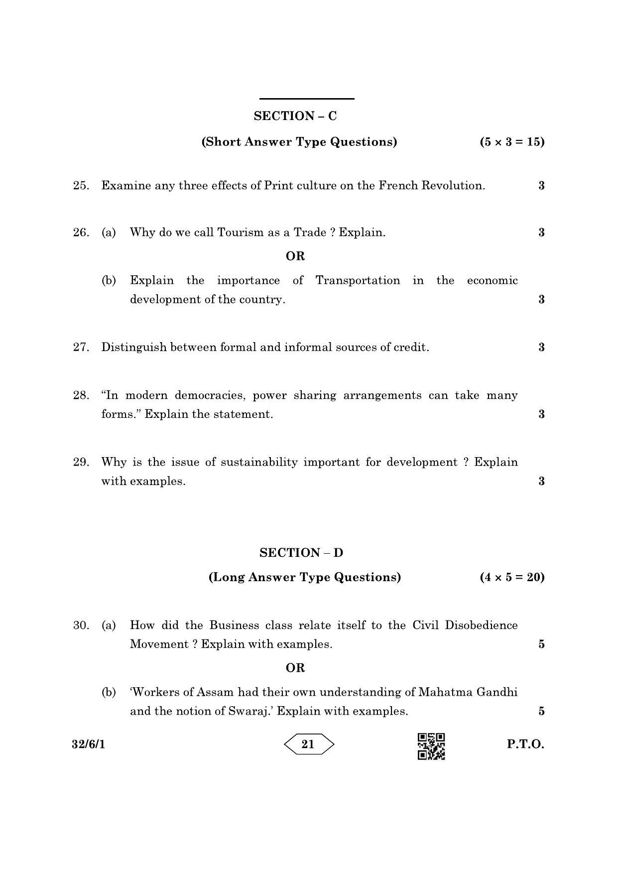 CBSE Class 10 32-6-1 Social Science 2023 Question Paper - Page 21