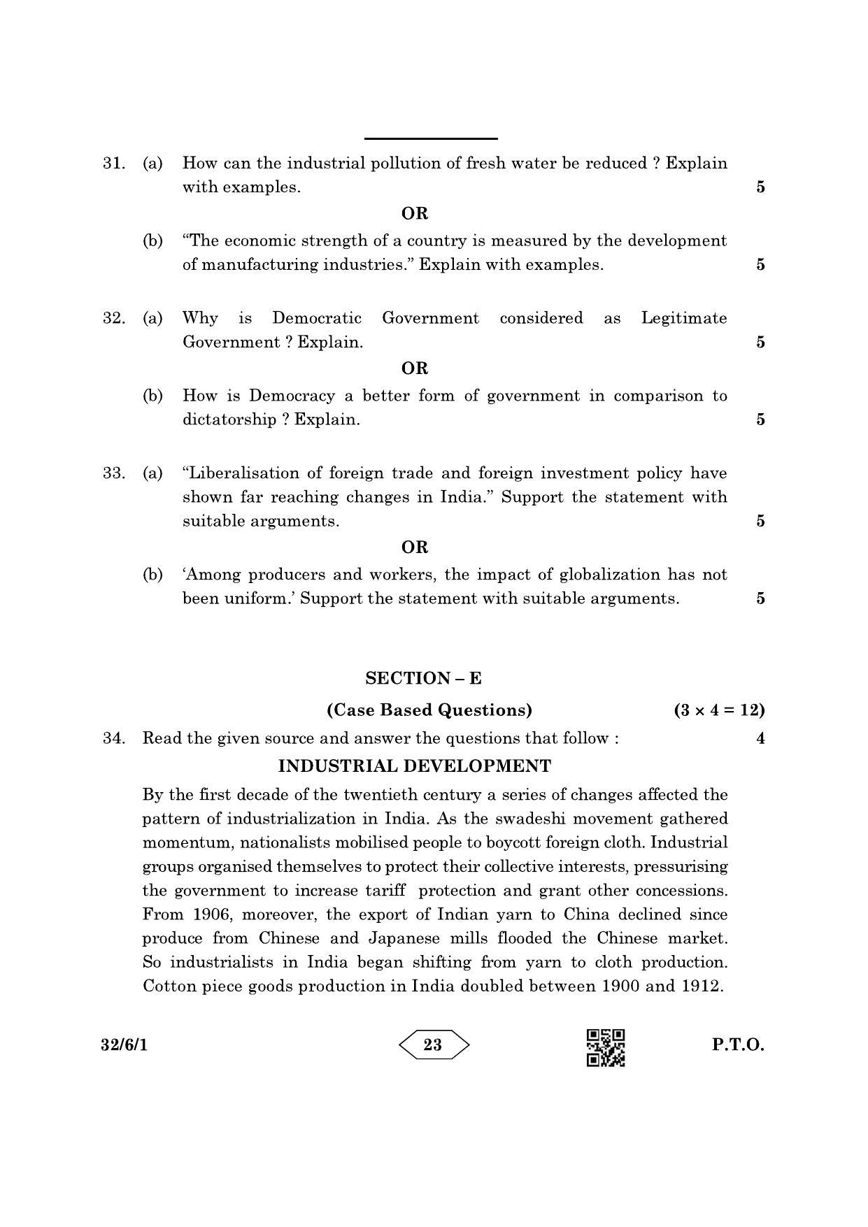 CBSE Class 10 32-6-1 Social Science 2023 Question Paper - Page 23
