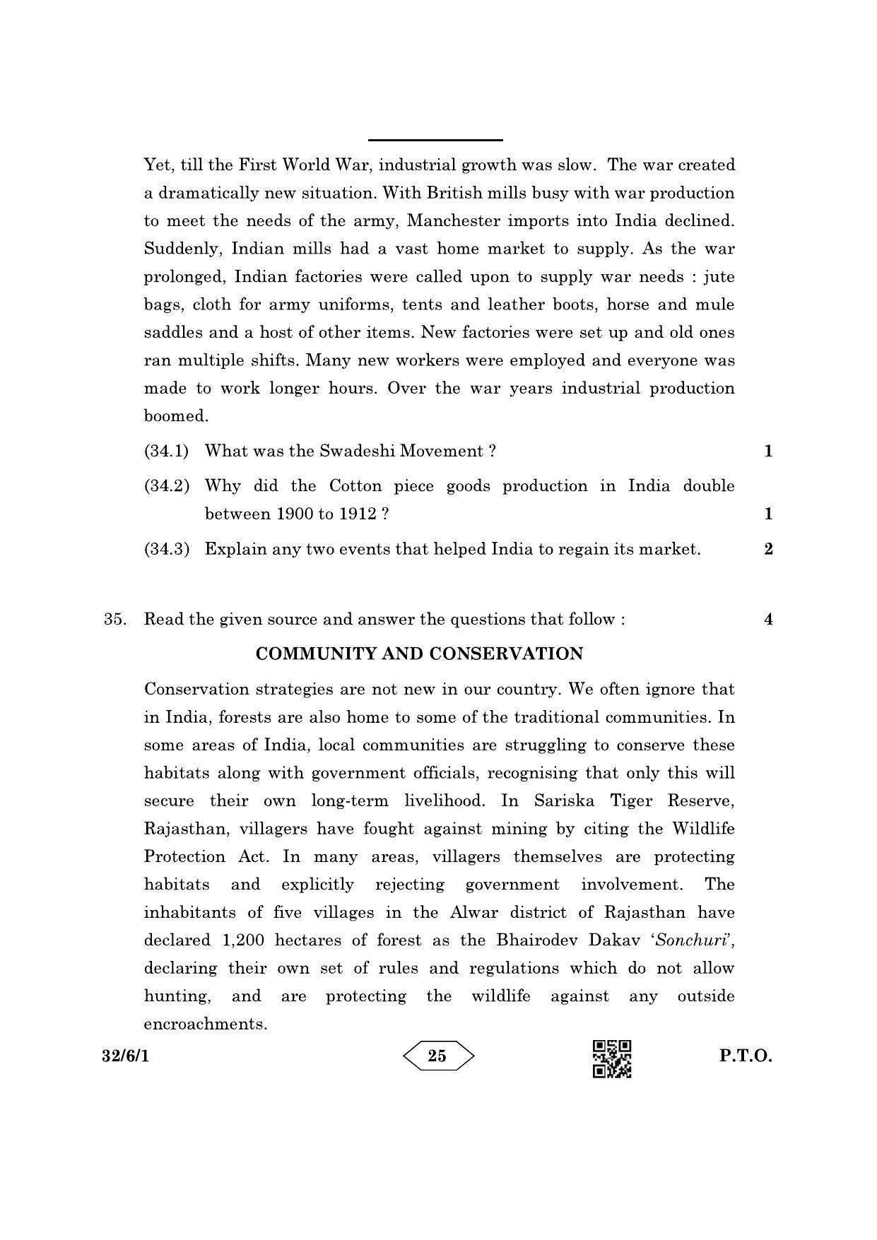 CBSE Class 10 32-6-1 Social Science 2023 Question Paper - Page 25