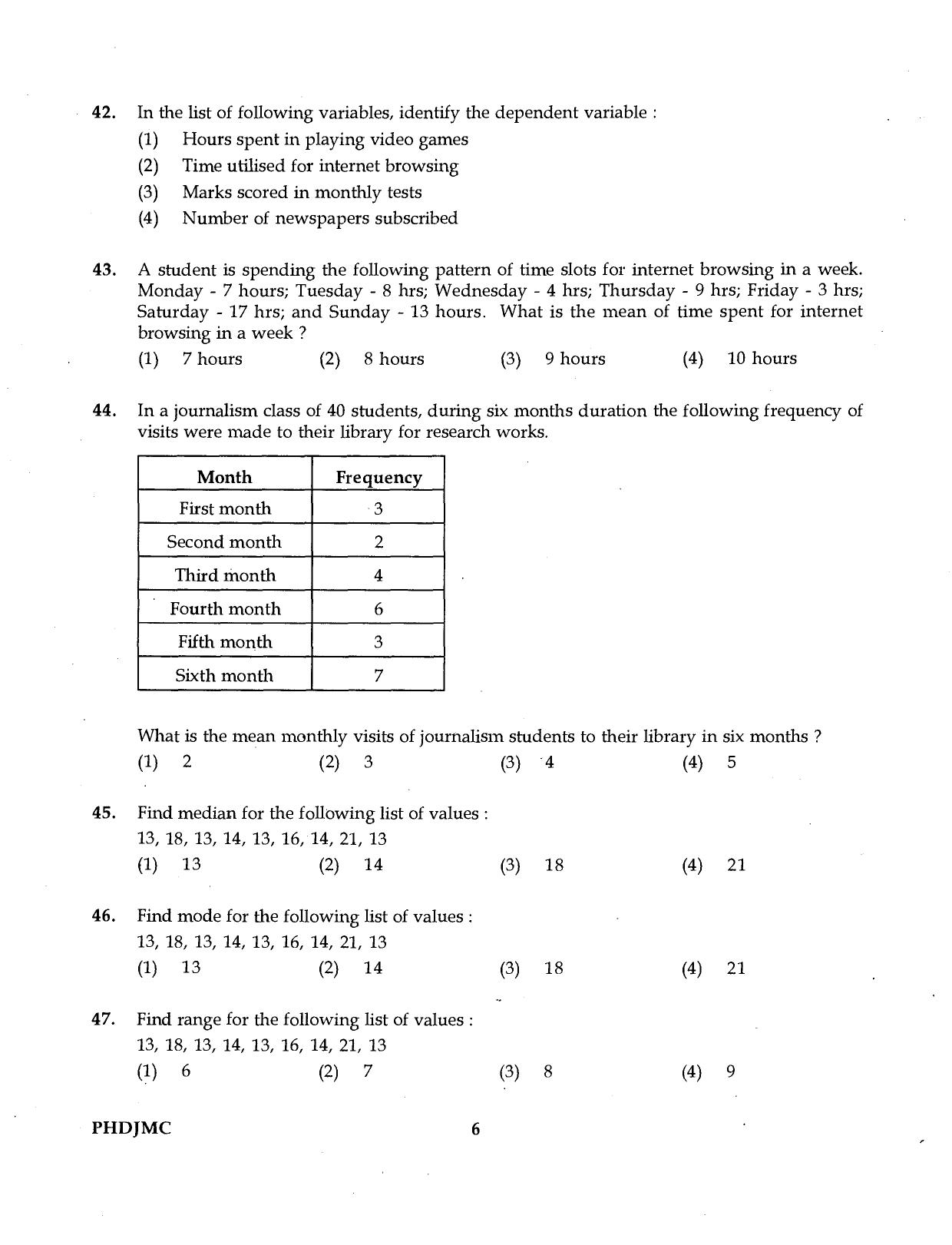 IGNOU PhD Entrance Test Ph.D Journalism And Mass Communication 2016 Question Paper - Page 6