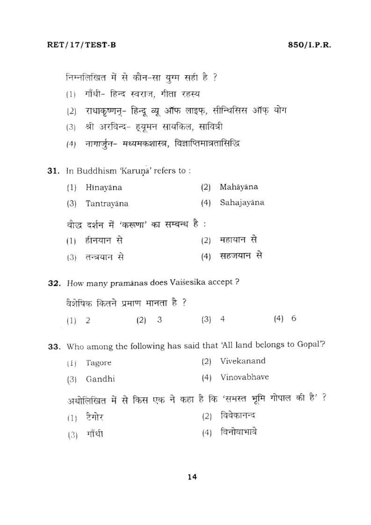  BHU RET I.P.R. 2017 Question Paper - Page 14