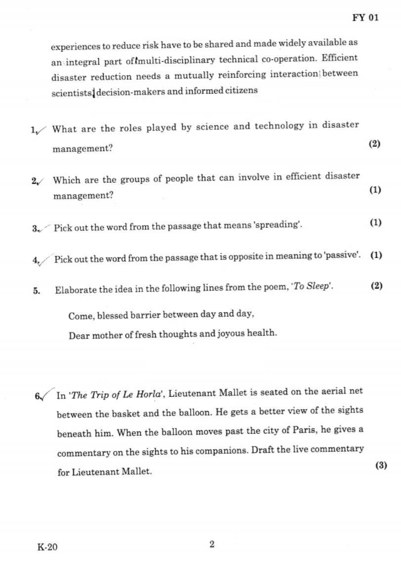 Kerala Plus One 2019 ENGLISH Question Papers - Page 2