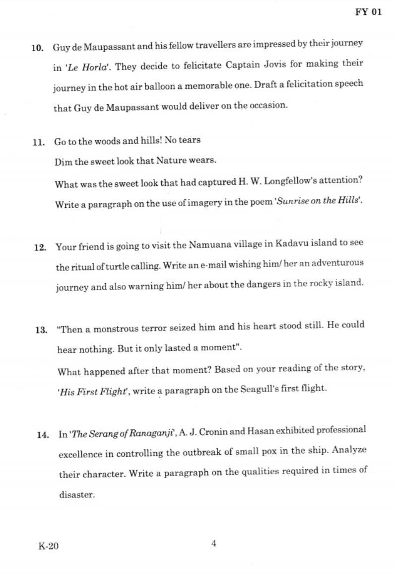 Kerala Plus One 2019 ENGLISH Question Papers - Page 4