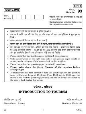CBSE Class 10 93 INTRODUCTION TO TOURISM 2019 Question Paper
