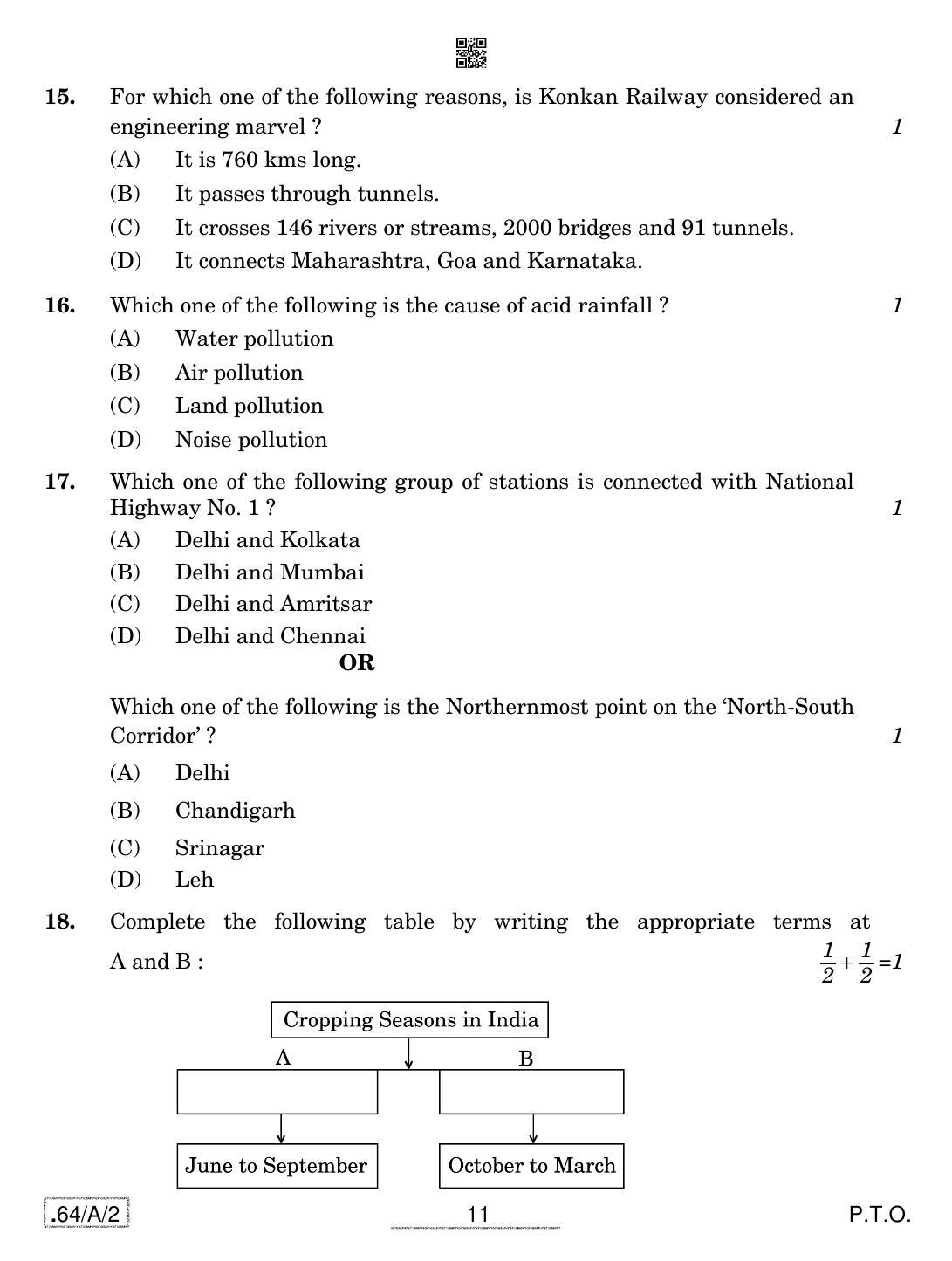 CBSE Class 12 64-C-2 - Geography 2020 Compartment Question Paper - Page 11