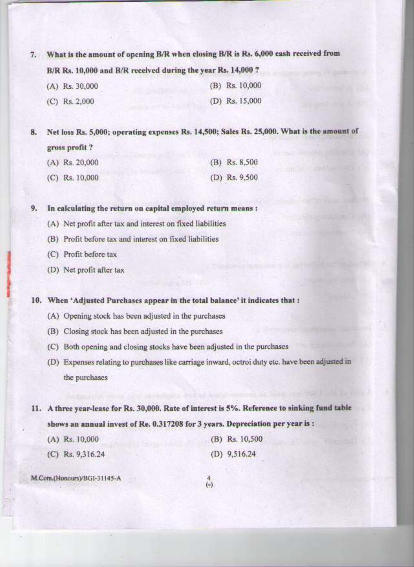 PU CET PG 2015: M Com (Honours) Question Paper - Page 3