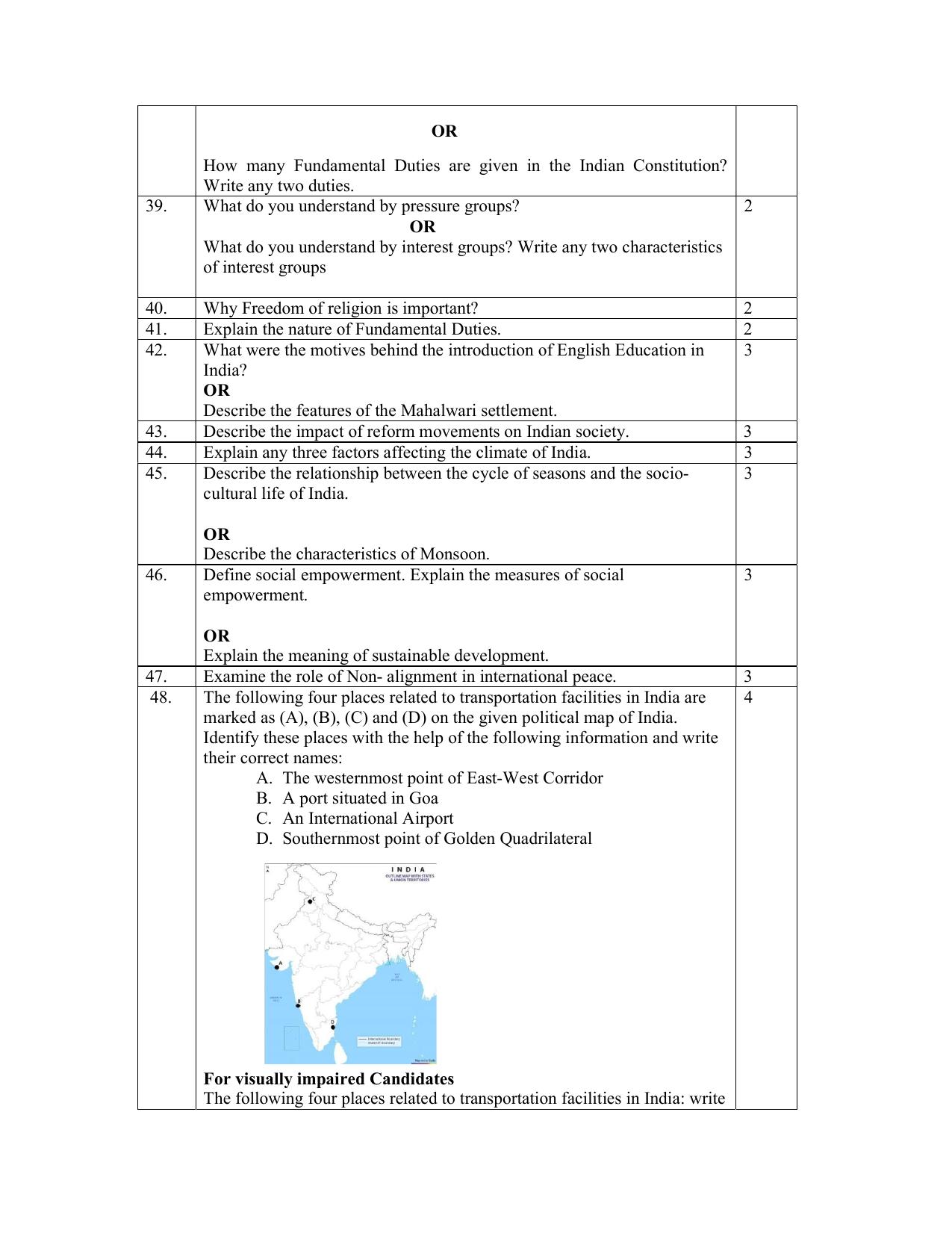 NIOS Class 10 Social Science (213) Sample Paper - Page 10