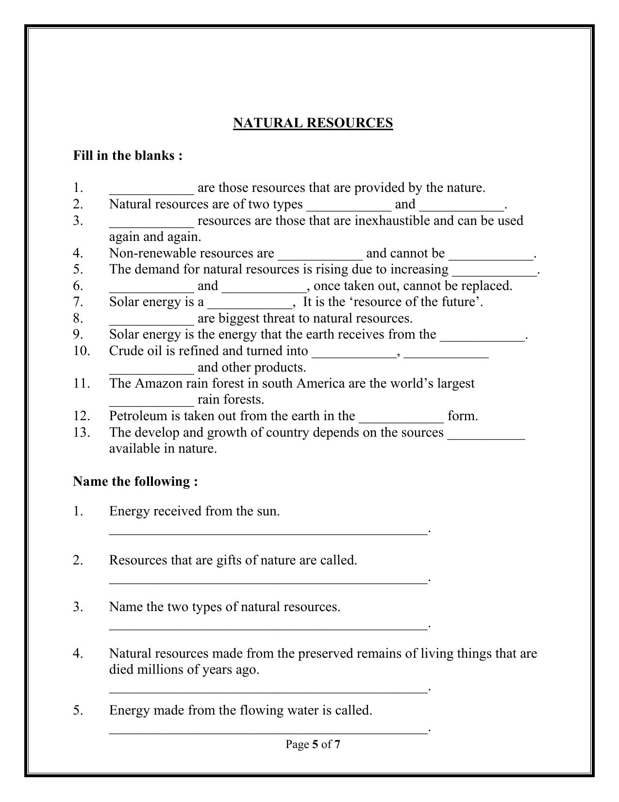 Worksheet for Class 5 Social Science Assignment 14 - Page 5