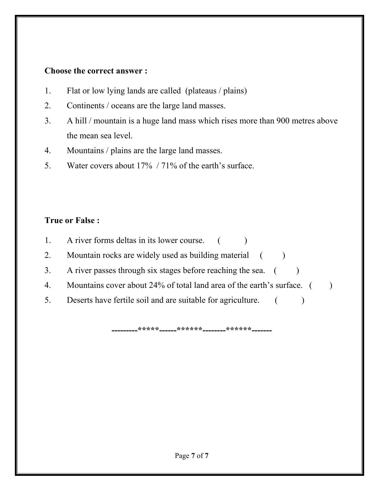 Worksheet for Class 5 Social Science Assignment 14 - Page 7