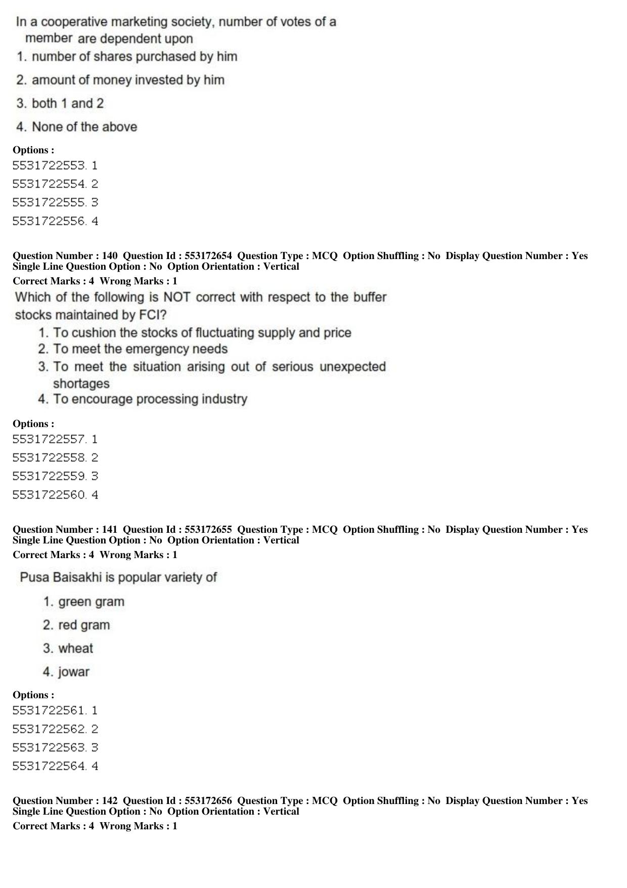 ICAR AIEEA PG 2019 AGRI BUSINESS MANAGEMENT Question Paper - Page 54