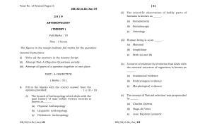 Meghalaya Board (MBOSE) Class 11 Anthropology 2019 Question Paper
