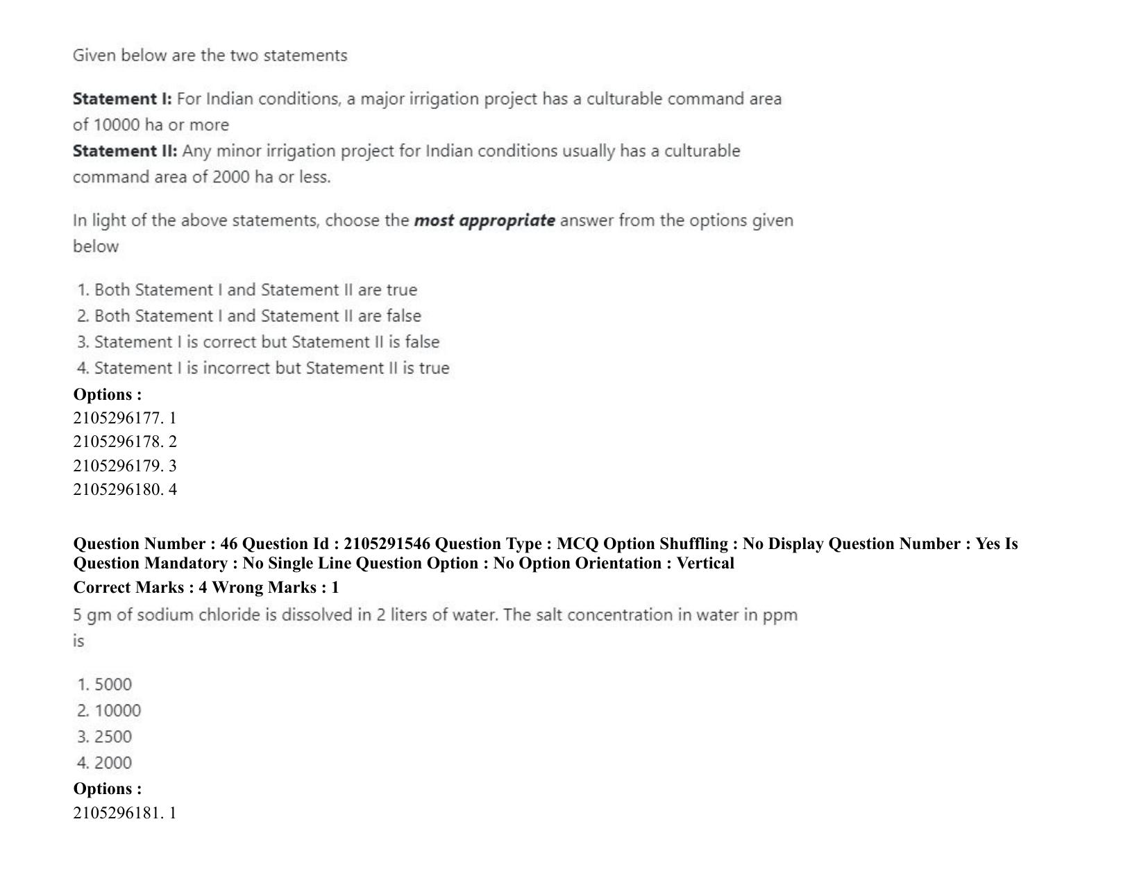 ICAR AIEEA PG 2020 WATER SCIENCE AND TECHNOLOGY Question Paper - Page 27