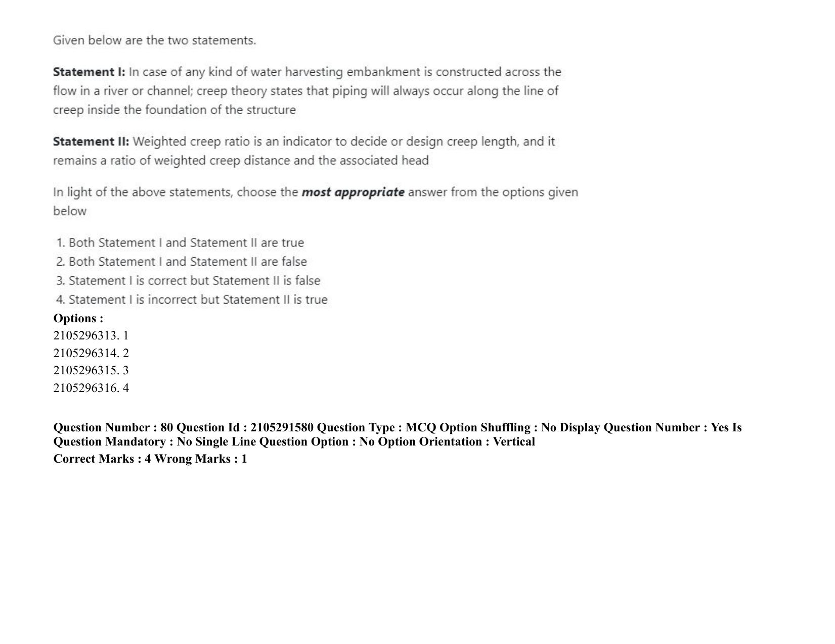 ICAR AIEEA PG 2020 WATER SCIENCE AND TECHNOLOGY Question Paper - Page 46